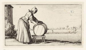 Vrouw schuurt een vat