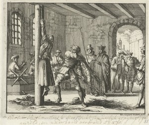 Vrouw Ursel te Maastricht in de gevangenis gegeseld, 1570