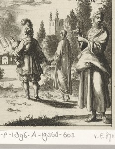 Vrouw wijst naar de Ziel en het Vlees die hand in hand lopen