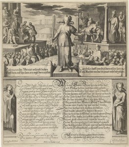Vrouwe Justitia voor het oordeel van Zaleucus en het oordeel van Cambyses