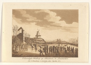 Vrouwelyke wedloop op Schaatsen, te Leeuwarden
