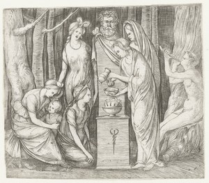 Vrouwen brengen offer aan Priapus