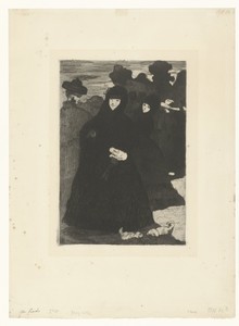 Vrouwen flaneren langs Prado in Madrid