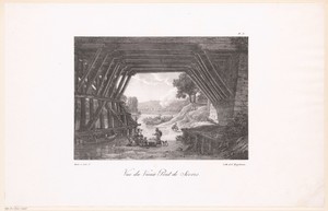 Vrouwen wassen in de Seine onder de oude Pont de Sèvres