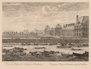 Vue du palais et des jardins des Tuileries, du côté du quai
