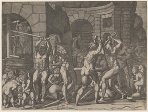 Vulcan and Cyclops Forging Cupid's Arrows