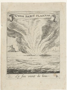 Vurige uitbarsting in de zee