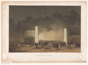 Vuurwerk op de grote ruïne in Leiden