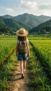 Walking Through Rice Fields