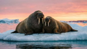 Walrus Family on Iceberg