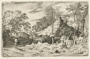 Wandelaar bij een hooiberg