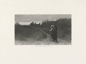 Wandelaar in een duinlandschap