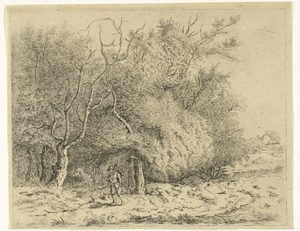 Wandelaar langs de bosrand