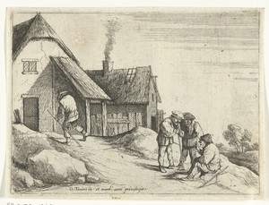 Wandelaars bij een boerenerf