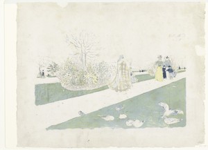 Wandelaars in het park de Tuilerieën in Parijs