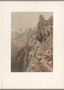 Wandelaars op bergpad bij Chamonix en de Mont Blanc