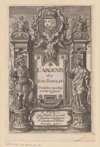 Wapenschild in monumentale lijst met allegorische figuren