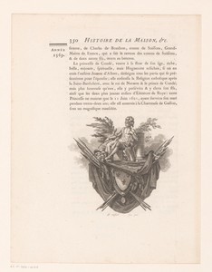 Wapenschild met man in antiek kostuum