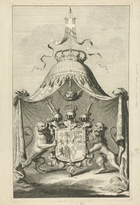 Wapenschild van Savoye geflankeerd door twee leeuwen