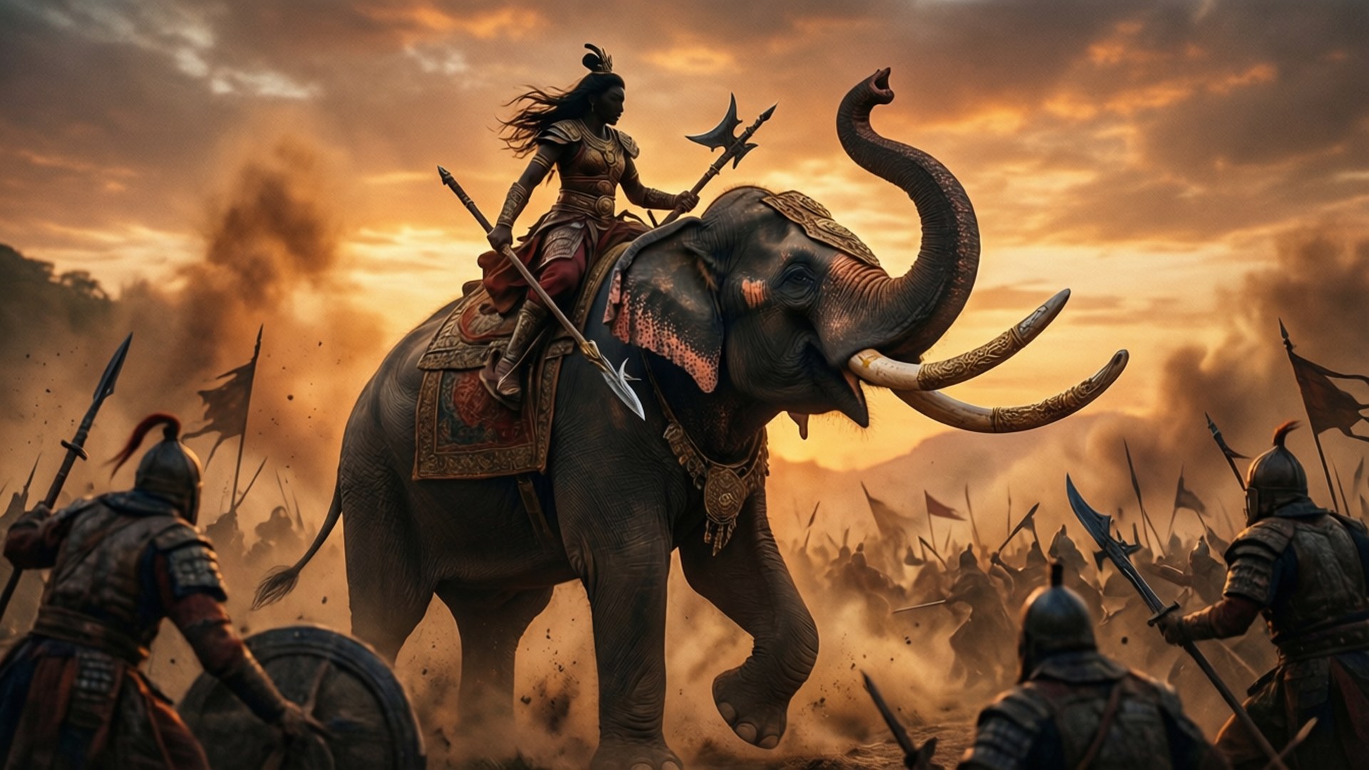 War Elephant Charge by Wallpapers.art Studio