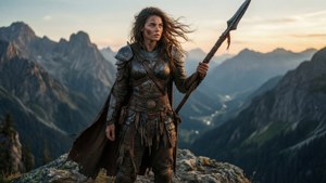 Warrior Woman on Cliff