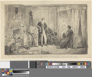Wash proofs to accompany Westmacott's "The English Spy": Tom Echo laid up with the Headington fever or an Oxonion very near the Wall