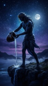 Water Bearer Under Starry Sky
