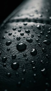 Water Drops on Black Leather