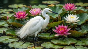 Water Lily Egret