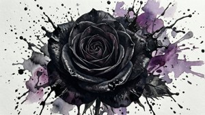 Watercolor Abstract Black Rose