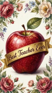Watercolor Apple Ribbon