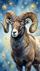 Watercolor Aries Ram