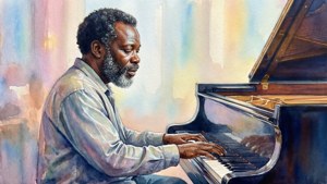 Watercolor at Piano