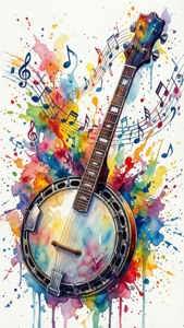 Watercolor Banjo Splash