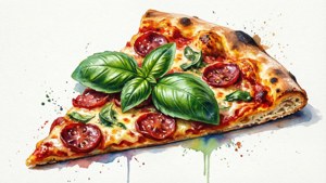 Watercolor Basil Pizza