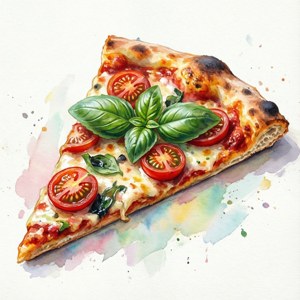 Watercolor Basil Pizza