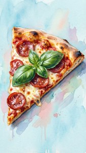 Watercolor Basil Pizza