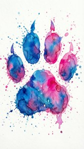 Watercolor Bear Paw Splash