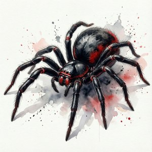Watercolor Black Widow