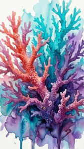 Watercolor Bloom Coral Aqua