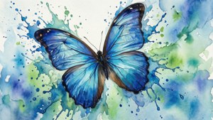 Watercolor Blue Butterfly