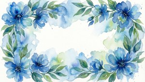 Watercolor Blue Floral Frame