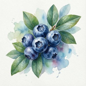 Watercolor Blueberries