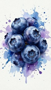 Watercolor Blueberries Abstract