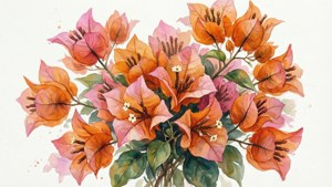 Watercolor Bougainvillea Bouquet