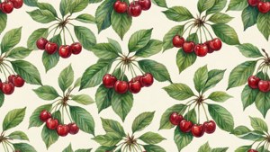 Watercolor Brush Cherry Pattern