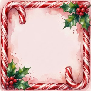 Watercolor Candy Cane Border