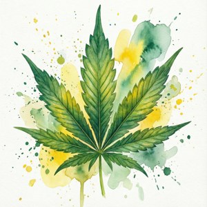 Watercolor Cannabis Leaves