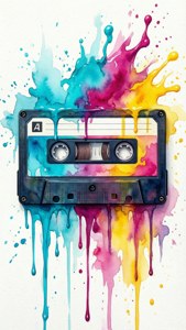 Watercolor Cassette Art