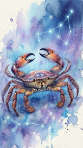 Watercolor Crab Constellation